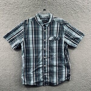 Mountain Hardwear Mens Shirt L Blue Gray Plaid Lightweight Camp Outdoor Hiking